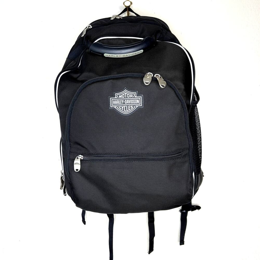 Harley Davidson Sissy Bar Backpack Bag Heavy Duty Multiple Pockets Logo Black